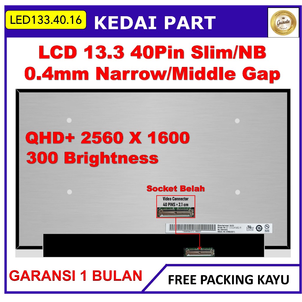 LCD LED Lenovo Yoga Slim 7 Carbon 13ITL5 13.3 Inch QHD+ 2560x1600 N133GCA-GQ1