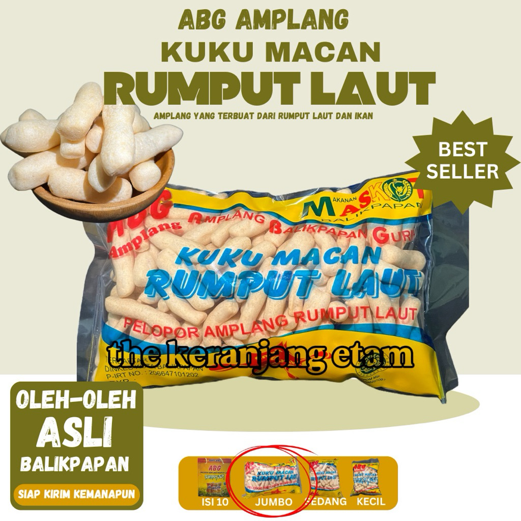 Amplang Rumput Laut Ikan Tenggiri Asli Balikpapan - Cemilah Gurih Renyah Rasa khas - Oleh-oleh Khas 