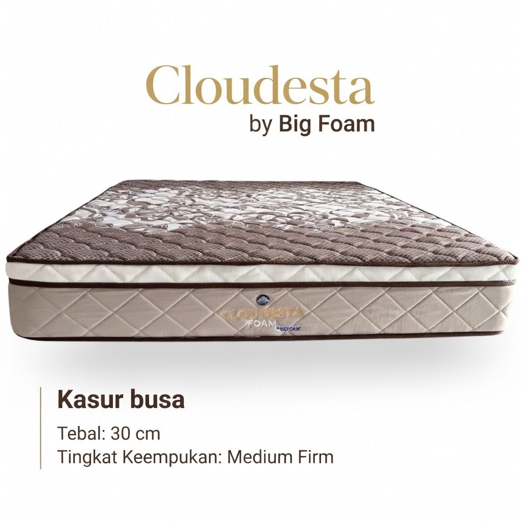Kasur Busa Cloudesta. Tebal 30 cm, Ukuran Kasur busa 120x200, kasur busa 160x200, kasur busa 180x200