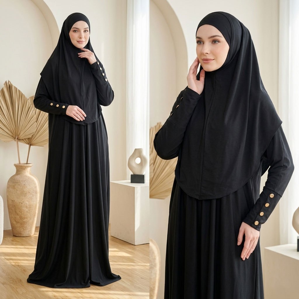 Mecca Abaya Set  Hijab Jersey Premium Gamis Umroh Syar'i Busui Friendly