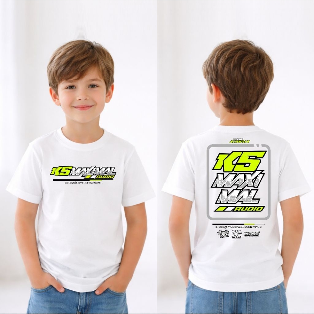 Kaos Baju Anak K5 Maximal Audio Sound System Warna Putih Dan Hitam