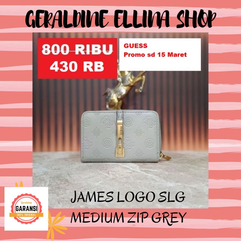 Dompet wanita Guess wallet sale original seri JAMES LOGO SLG MEDIUM ZIP