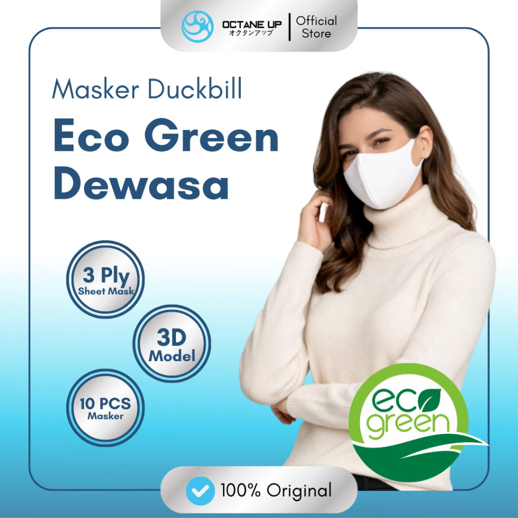 Masker Duckbill Eco Green Original Octane Up isi 10pcs
