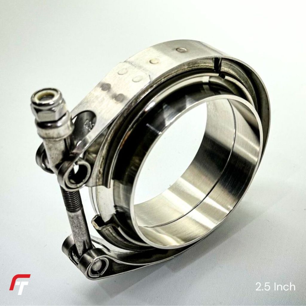 FIXTOP Klem Knalpot V Band Clamp 2.5 Inch Stainless Steel Exhaust Pipe Clamp Connector Universal Pre