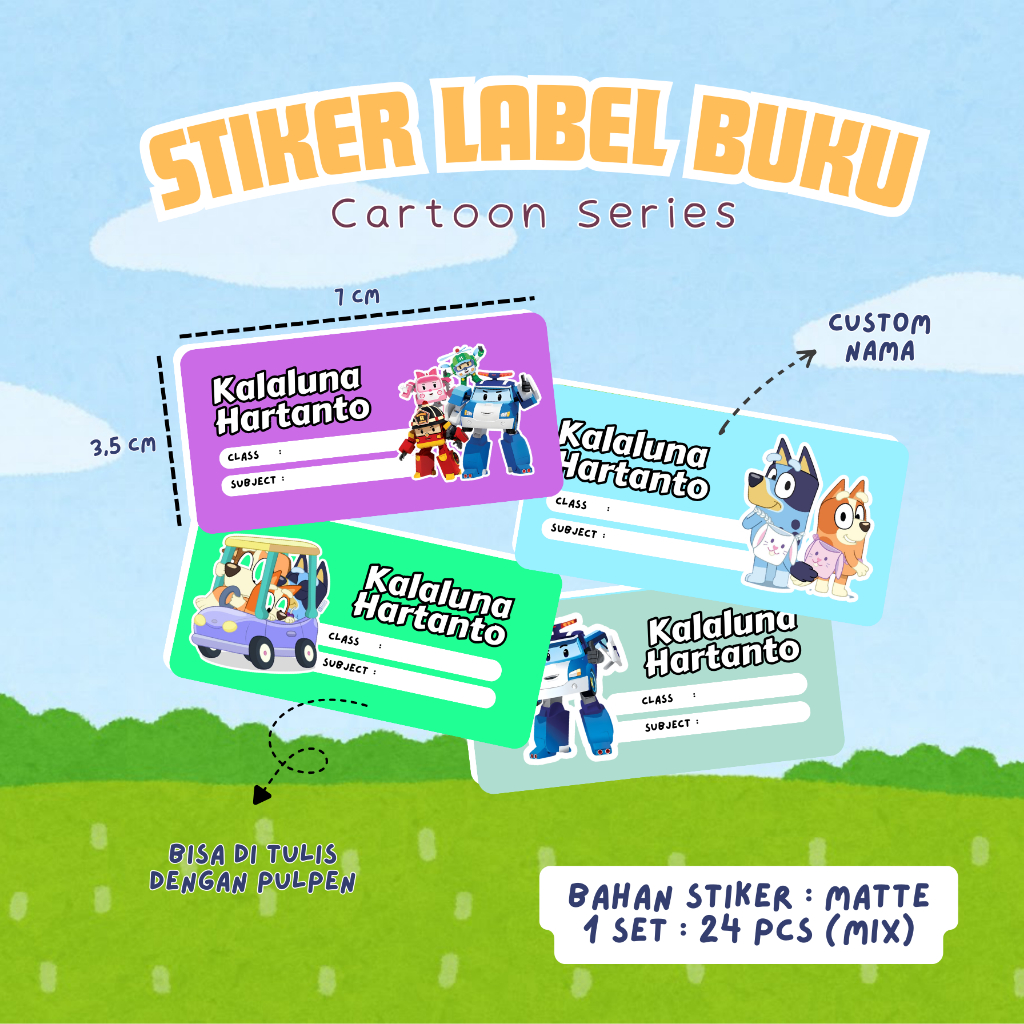 Stiker Label Buku Mata Pelajaran (MAPEL) Nama Anak (Cewek Cowok) untuk Buku Tulis, Paket dan Pelajar