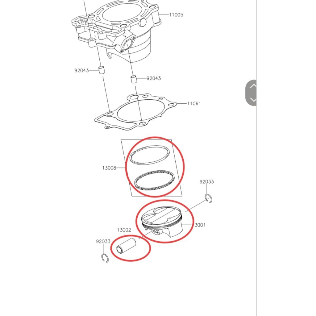 PISTON RING SEHER PIN PISTON KAWASAKI KX250 KX 250 KXF250 KXF250 SET ORIGINAL KAWASAKI