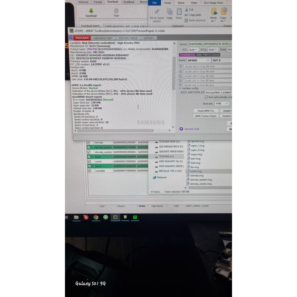 emmc km3v6001cm 6 128gb cabutan bga 254