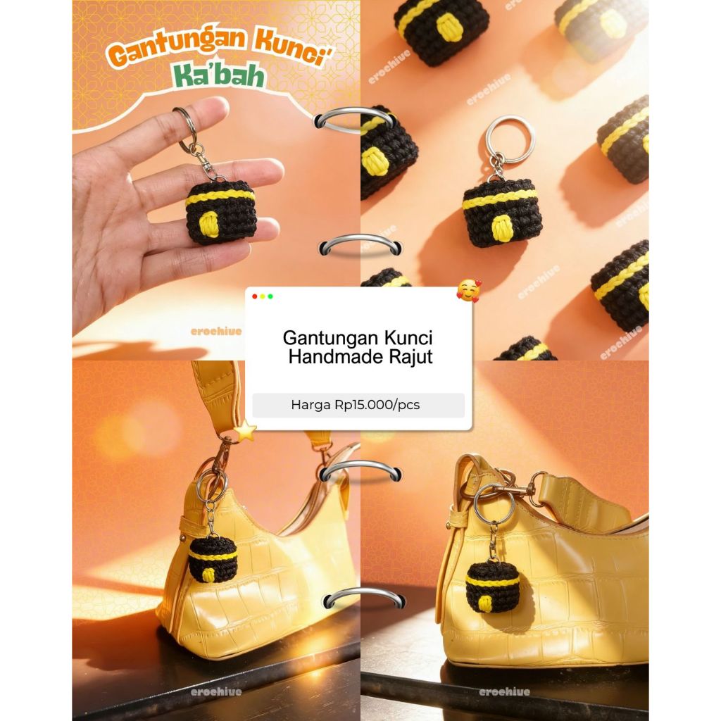 Gantungan Kunci Rajut Ka'bah