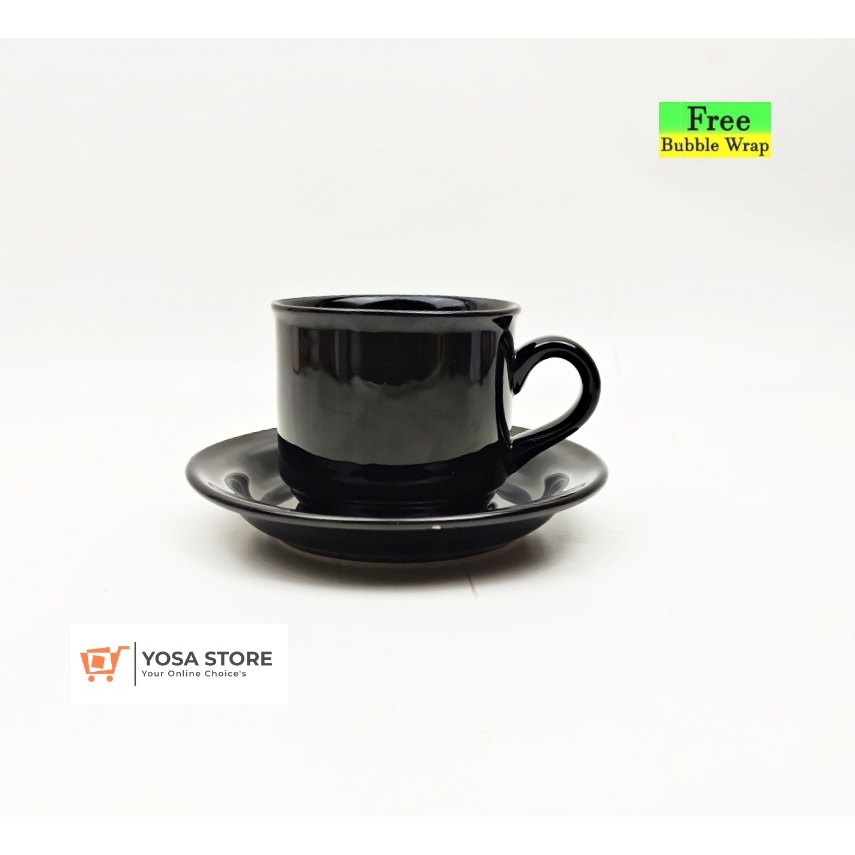 Cangkir Set Keramik Kopi Teh Karnaval Hitam 2 Pcs - Kedaung Home
