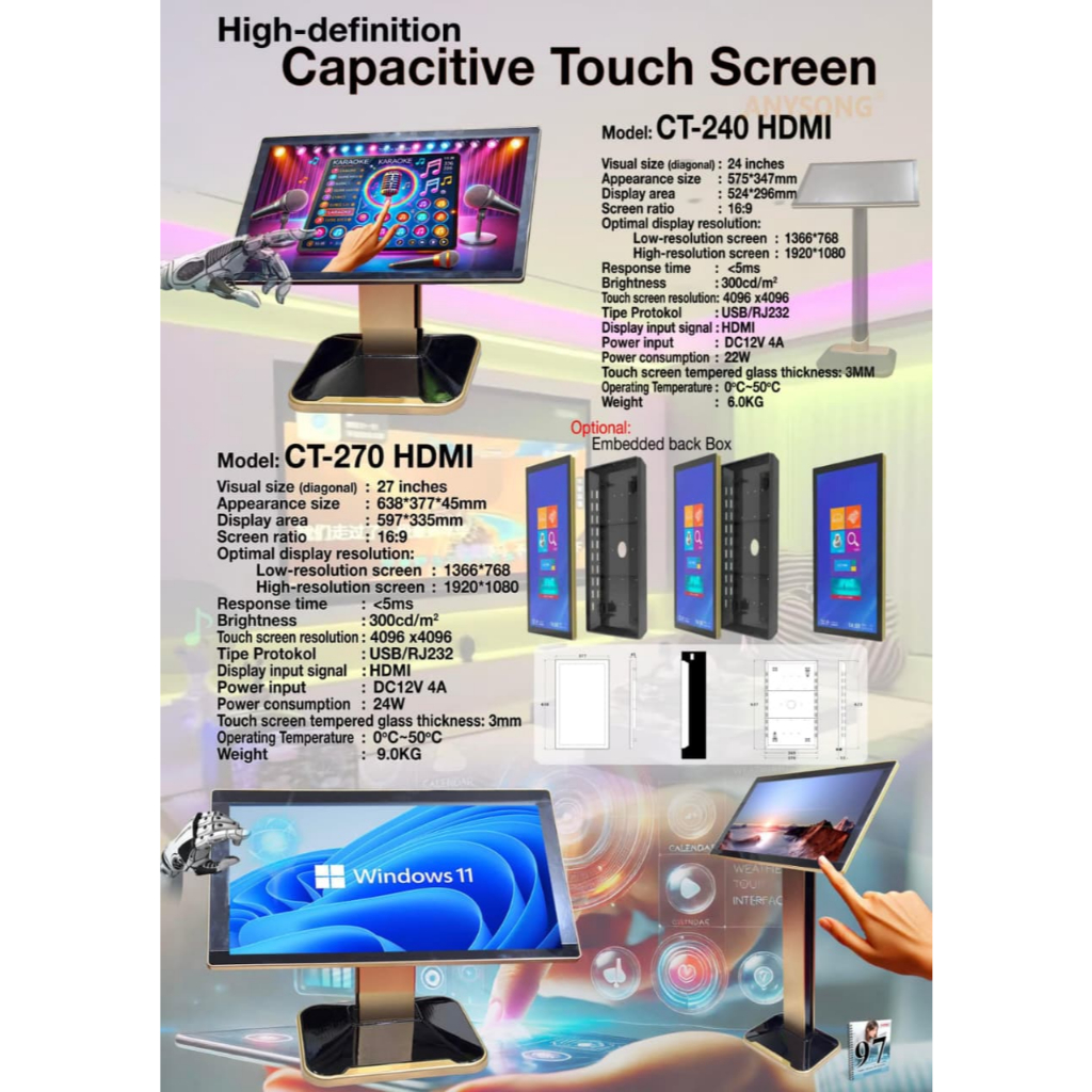 Monitor Touchscreen 24inch CT-240 HDMI Standing Tinggi