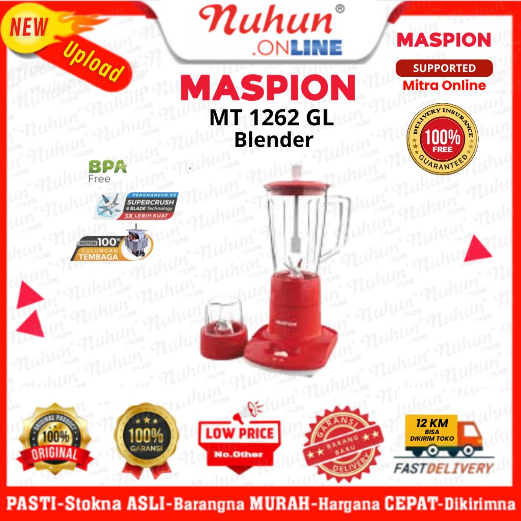 Maspion Blender Kaca MT 1262 GL  2in1 1L