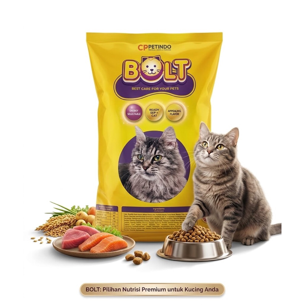 bolt pakan kucing dewasa dan kitten berkwalitas