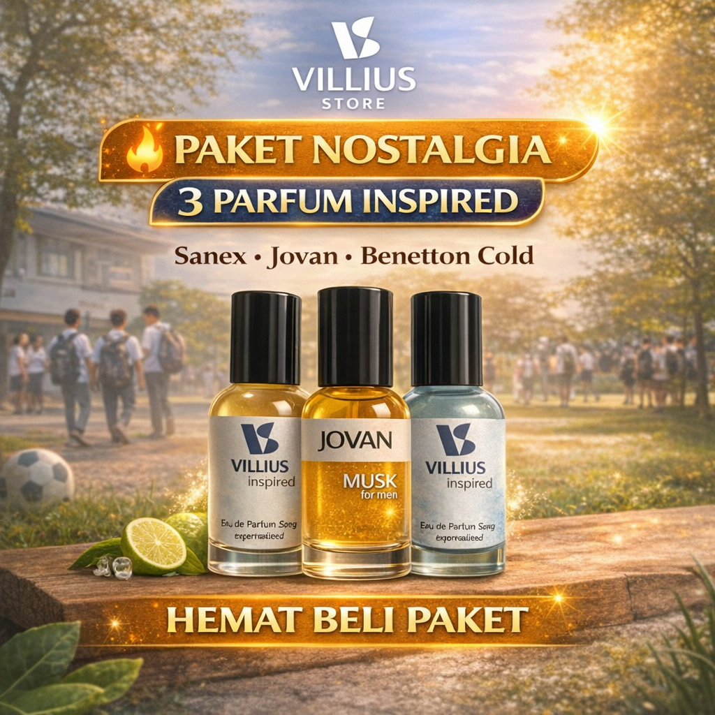 Paket Parfum Nostalgia 3 Botol – Sanex Jovan Benetton Cold Inspired EDT EDP Extrait Tahan Lama