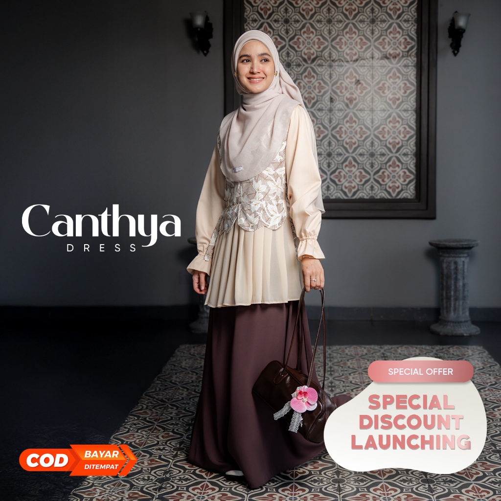 JILBRAVE Canthya Dress Gamis Set Outer Vest Batik Feminine Elegant Look