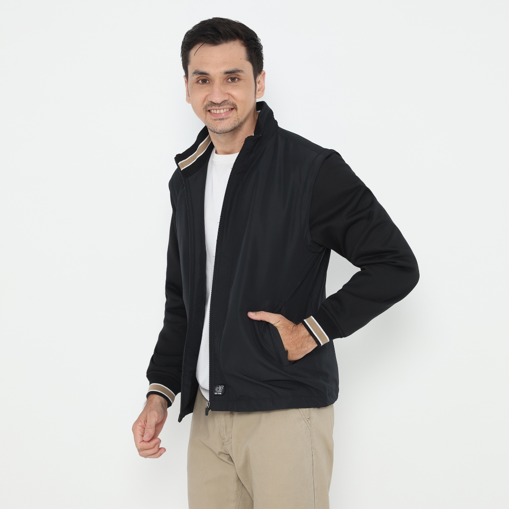 d&f Parasut  Jaket Bomber with  detachable fleece - Hitam