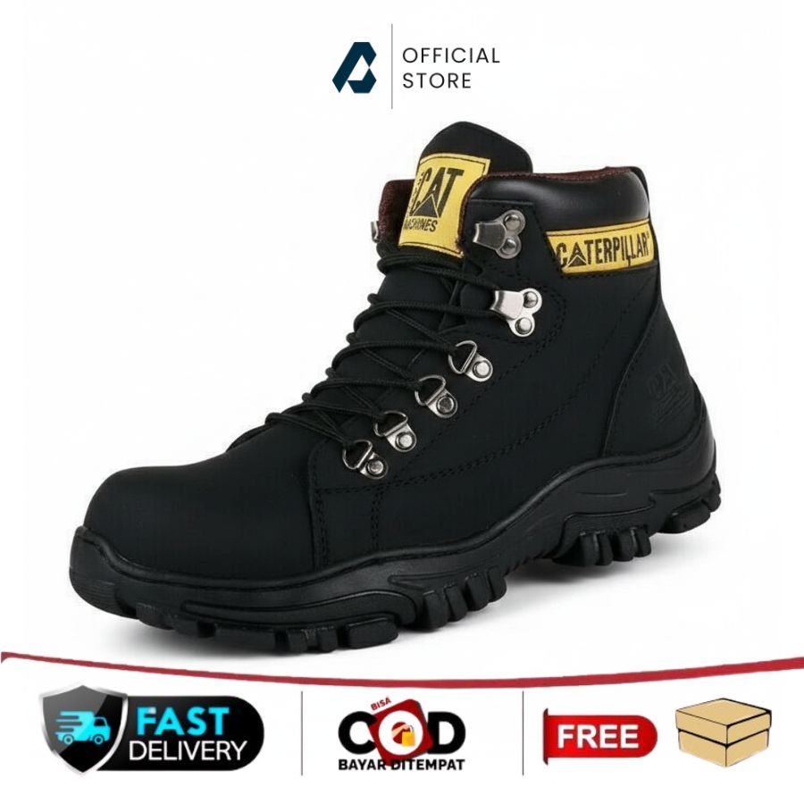 Sepatu Safety Pria Boots Ujung Besi - Safety Boots CAT Hydraulic Steel Toe - Sepatu Kerja Industry P