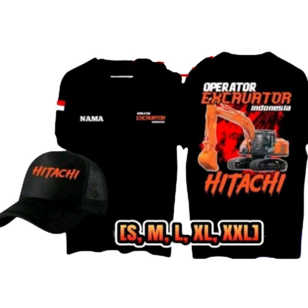Kaos Bonus Topi Operator Excavator Indonesia Hitachi Excavator
