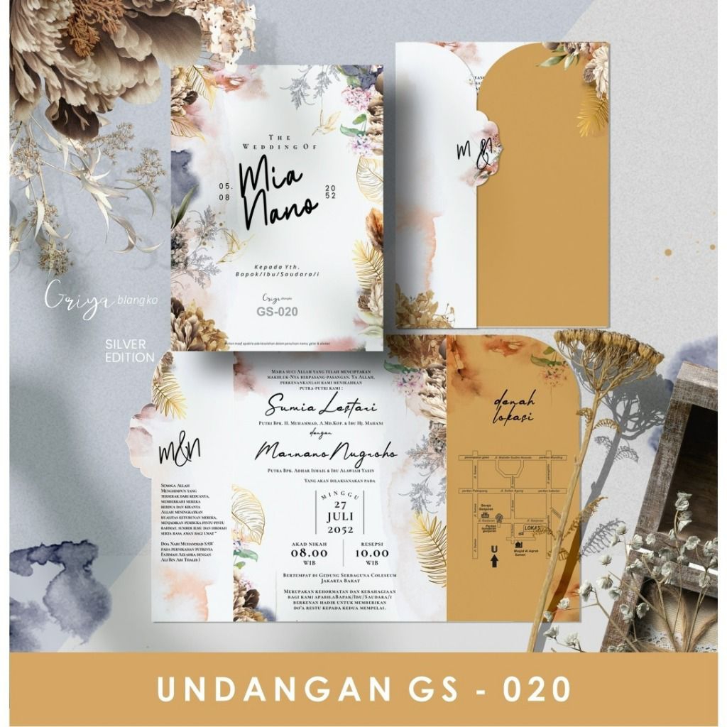 CETAK UNDANGAN PERNIKAHAN PREMIUM RUSTIC ELEGAN UNIK | GS020 | PADANG INVITATION