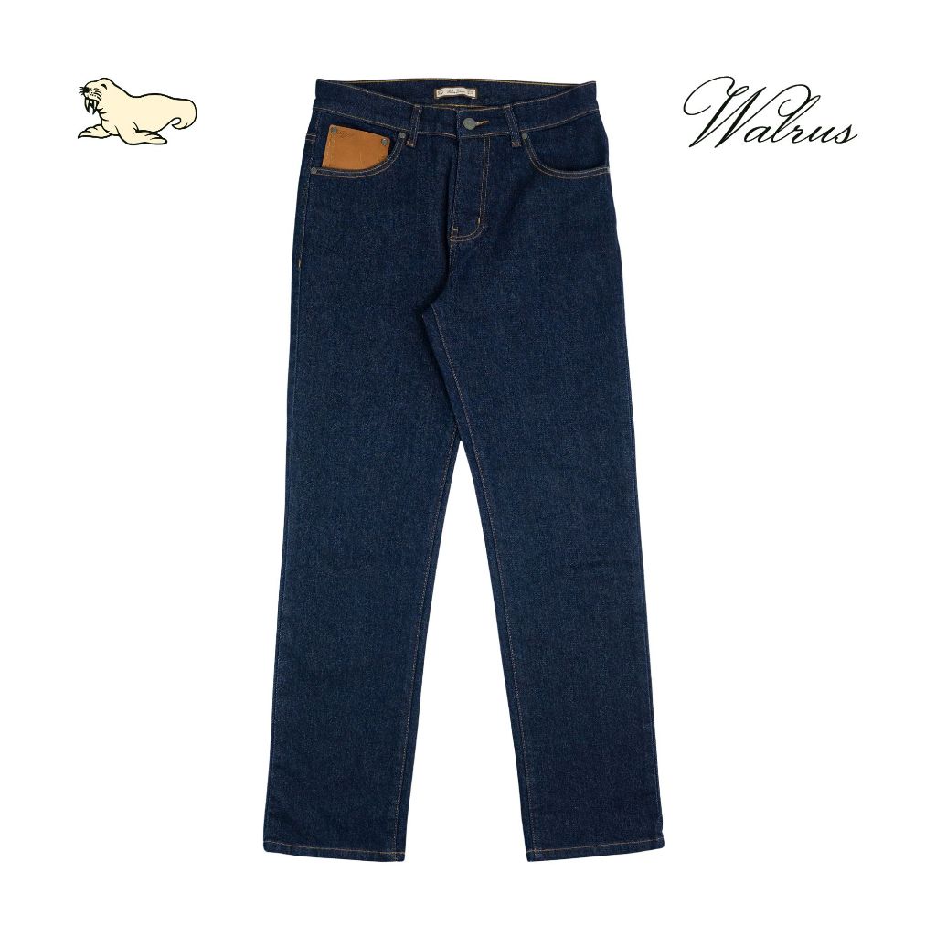Walrus Signature Denim Pant Slim Fit Celana Jeans Pria Night Indigo with Leather Accent G80023N