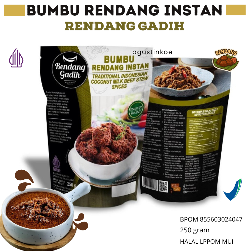 Bumbu Rendang Gadih Halal BPOM - Bumbu Rendang Instan Asli