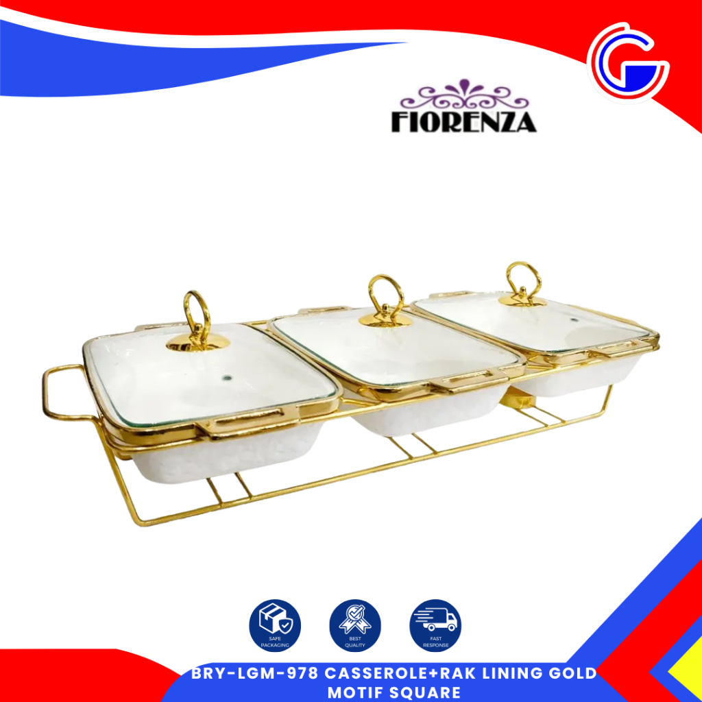 Prasmanan Set 3pcs - Pemanas Makanan Keramik untuk Lebaran - Wadah Saji Tutup Kaca Aesthetic Sultan 