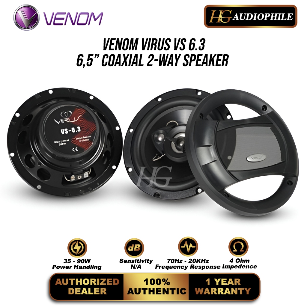 Venom Virus VS 6.3 Coaxial 2 Way Speaker Pintu Mobil 6.5 Inch