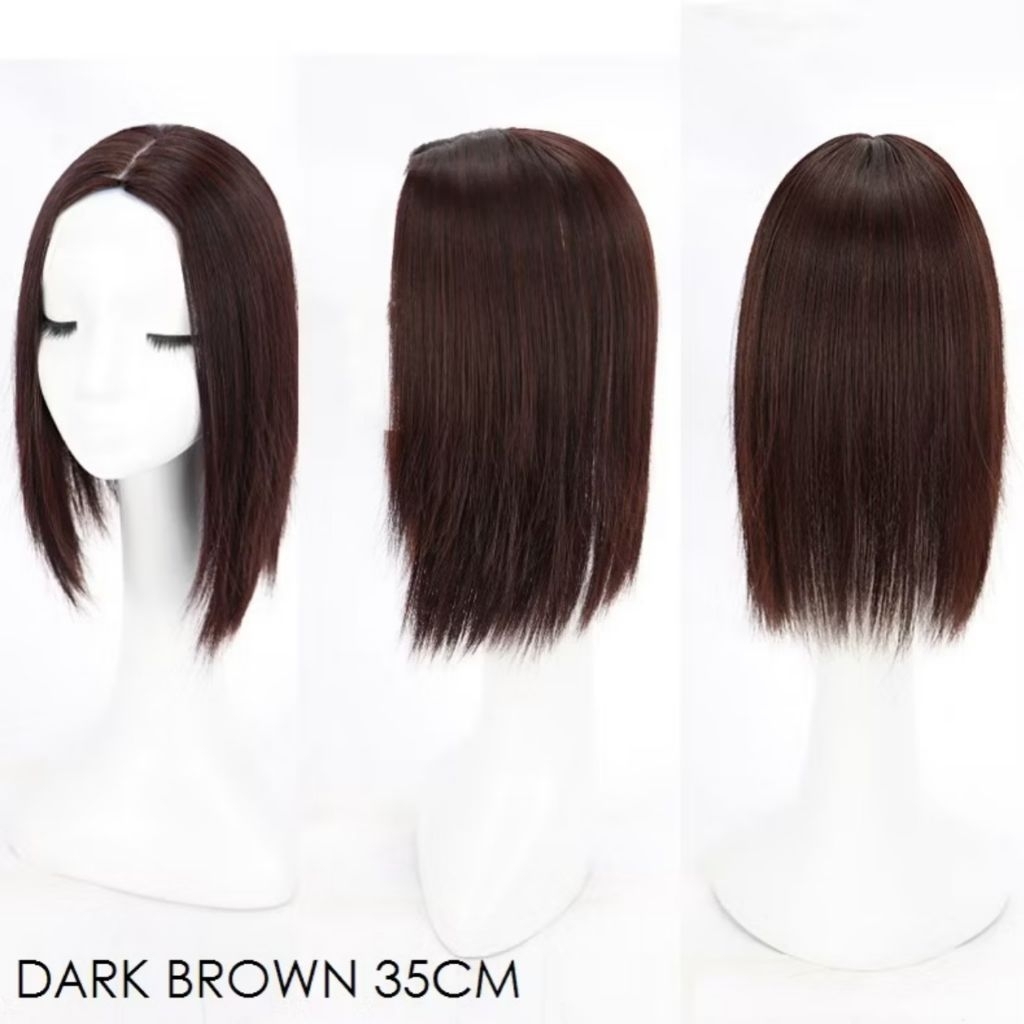 Toupee Wig/Topper Wanita/Wig Penutup Botak Wanita Hitam Coklat