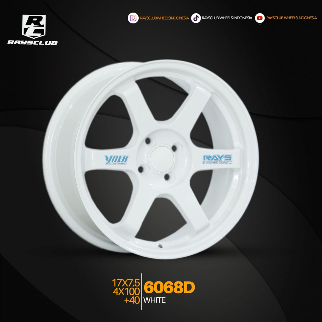 Velg te37 ring 17 lebar 7.5 et40 pcd 4x100 white