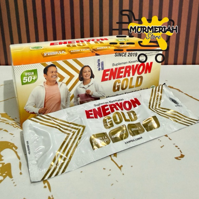 ENERVON GOLD Strip 5 kapsul dengan Omega 3+Lutein+Vitamin C & B kompleks