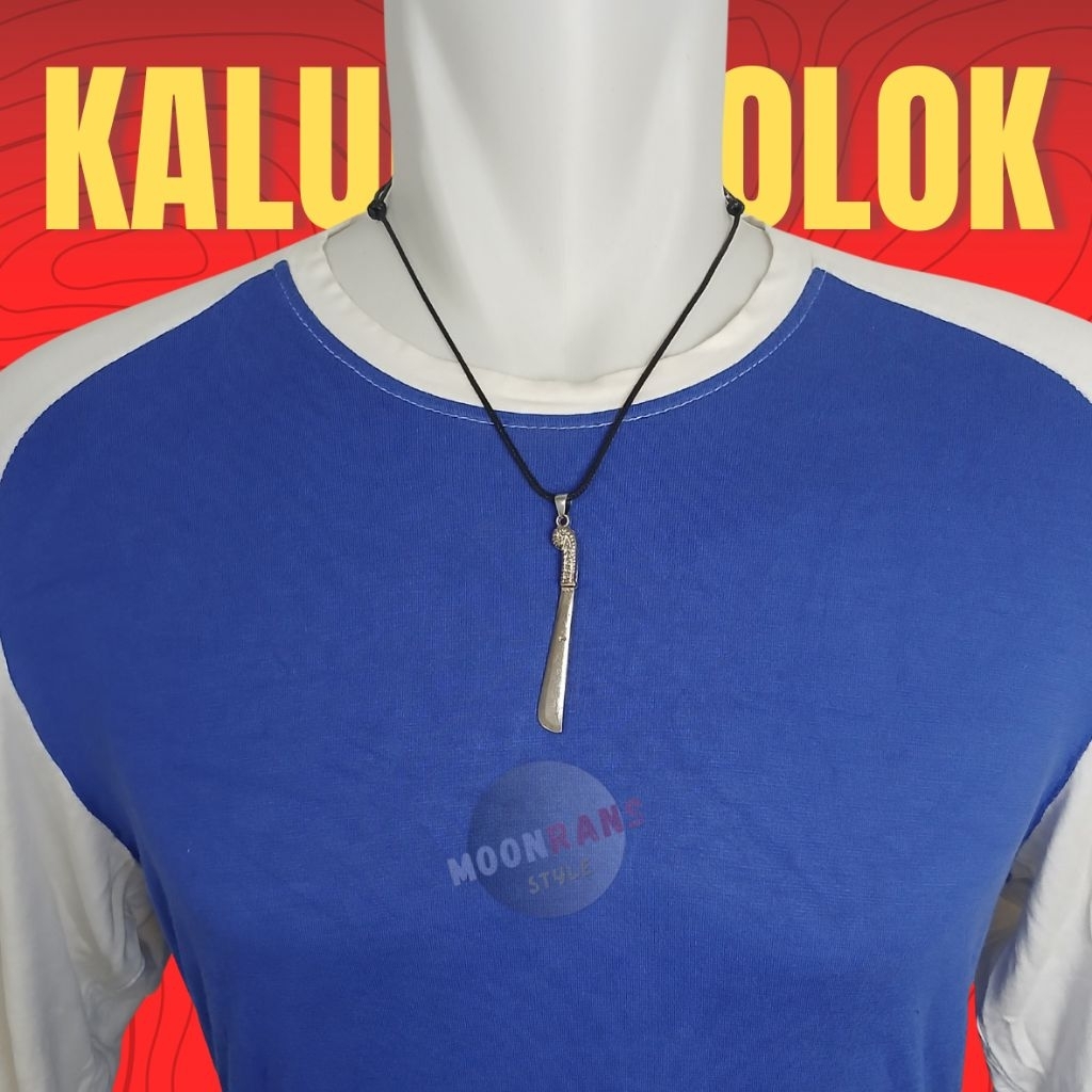 kalung golok// kalung tali hitam liontin motif golok logam// K4