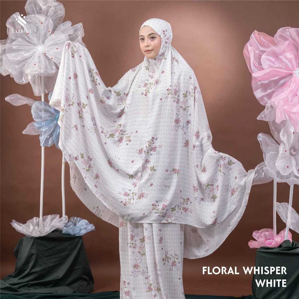 TAZBIYA - Mukena ALYANA Series (Mukena Putih tazbiya Dewasa Motif Sweet Floral Bahan Rayon 2in1)