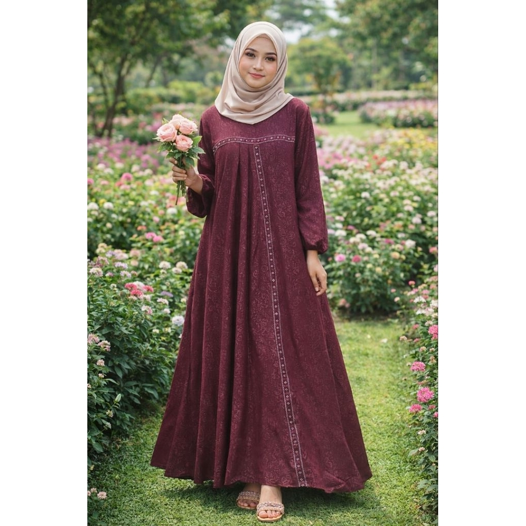 Gamis Abaya Muslimah Kekinian - Gamis viral - Abaya embos - abaya jumbo premium