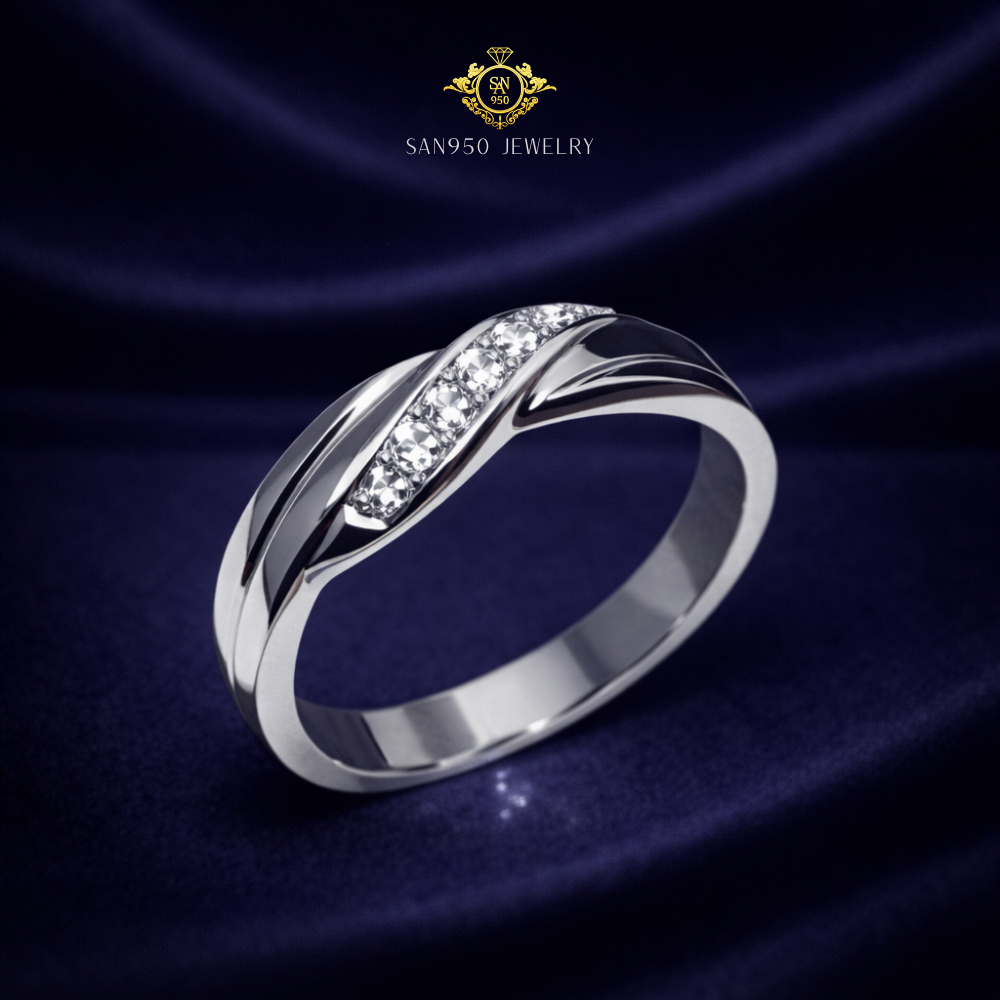 Cincin Nikah Wanita Perak 950 SAN950 W32 – Premium Handmade | Opsi Emas Putih Palladium Platinum