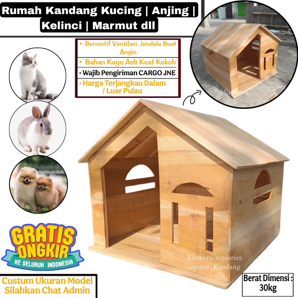 Rumah Kandang Kucing Kelinci Marmut Tempat Tidur / Tempat Berteduh Kucing Anjing Kelinci Marmut Desa