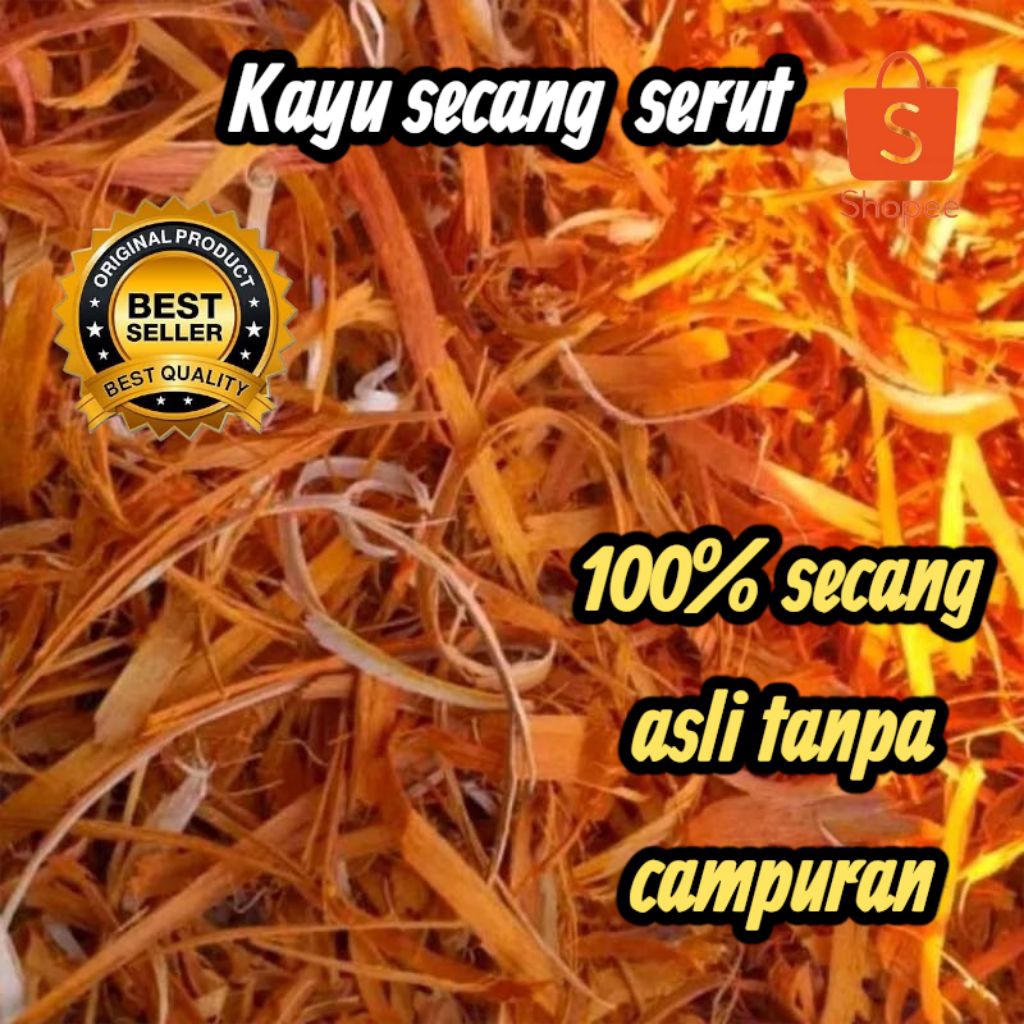 Grosir kayu secang serut murni,warna kuning berat 1kg cocok untuk wedang uwuh antiseptik pewarna mak