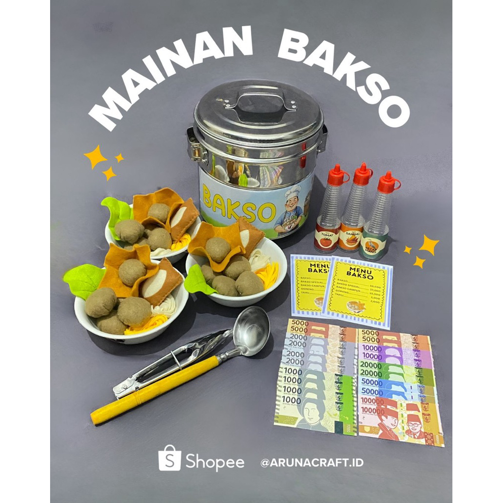 Mainan bakso anak / Mainan abang tukang bakso / Mainan edukasi bakso anak