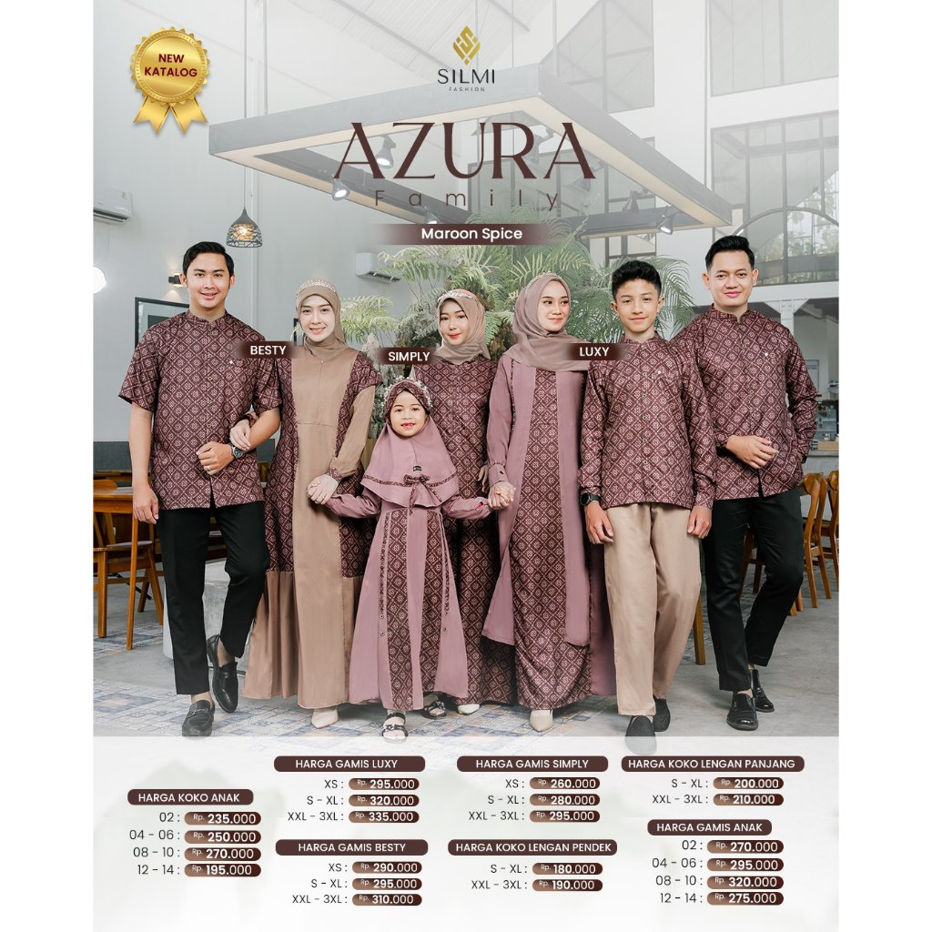 SARIMBIT AZURA SILMI TERBARU 2026 AZURA FAMILY MAROON SPICE SILMI FASHION - BAJU BUSANA MUSLIIM SERA