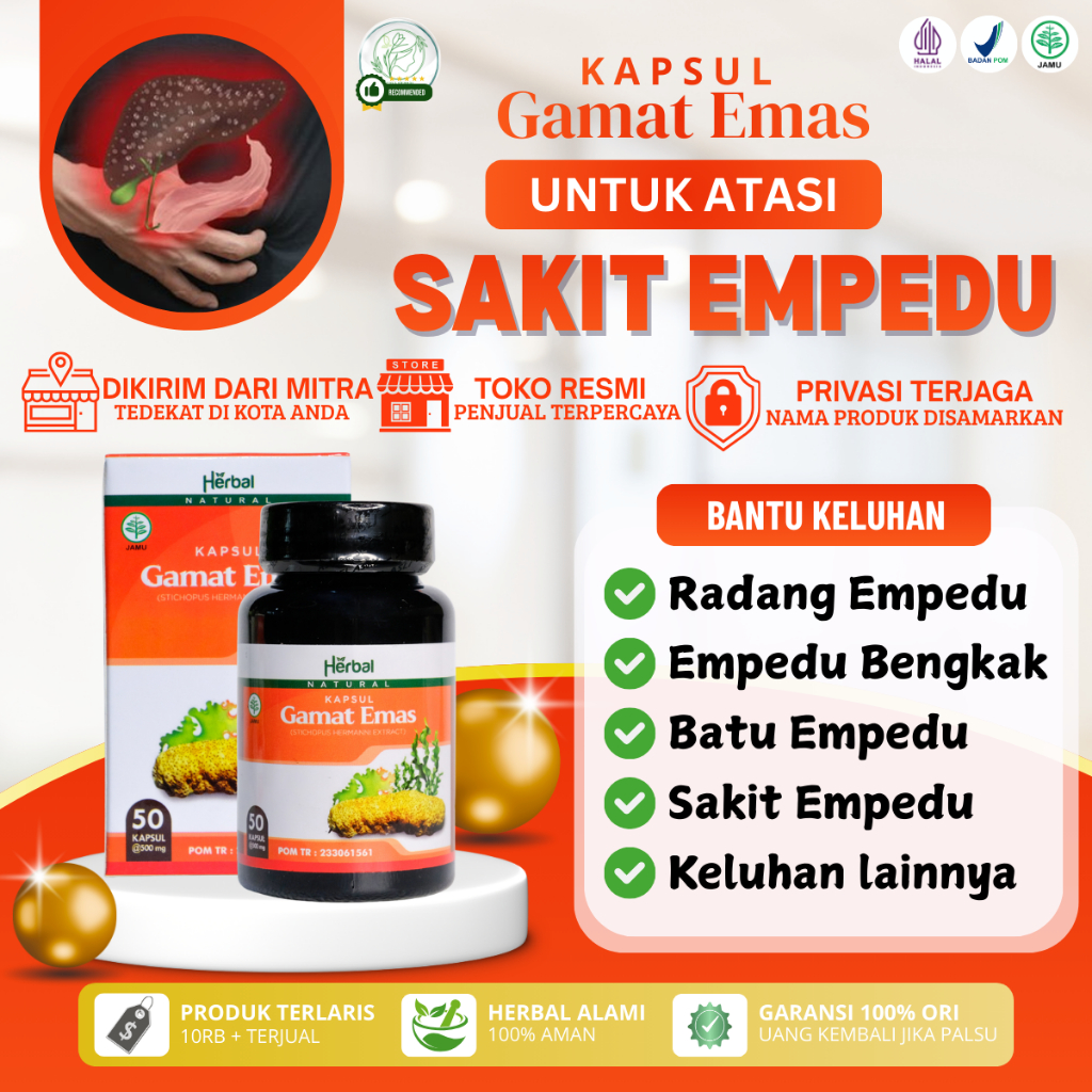 Kapsul Gamat Emas - Untuk Radang Empedu Batu Empedu Sakit Empedu  100% Original