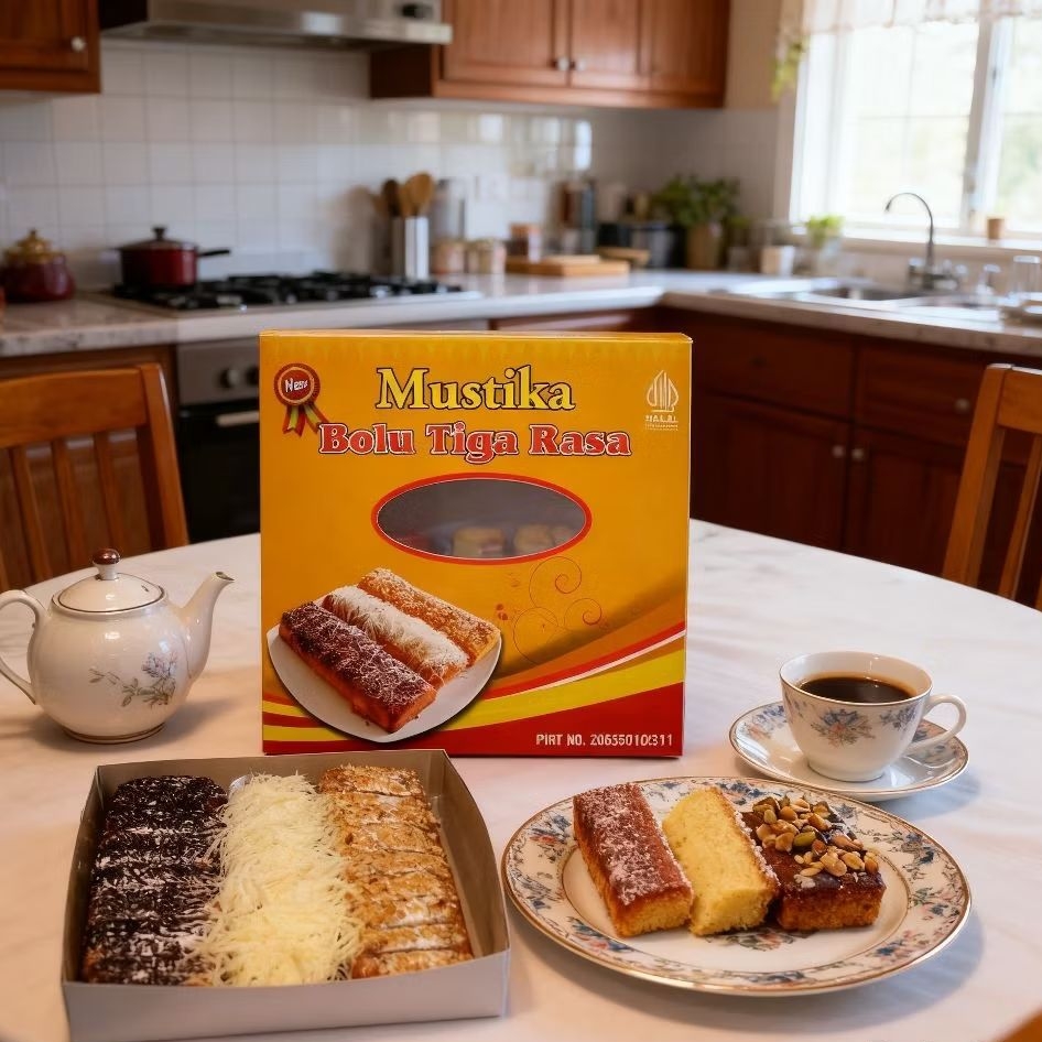 Bolu 3 Rasa Mustika Coklat Keju Kacang