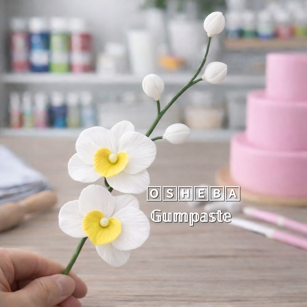[osheba] gumpaste bunga filler anggrek SQ 42 warna putih- kuning