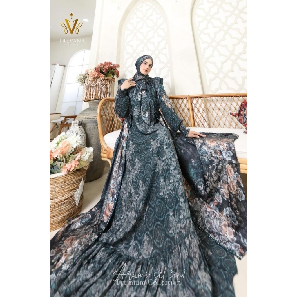 NEW Collection Gamis ARUMI Set 3in1 Scraf By Trevana