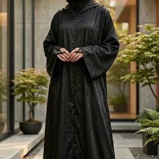 COD [QISTHAS] Gamis Syakira Silk Abaya Hitam Elegan dan Anggun