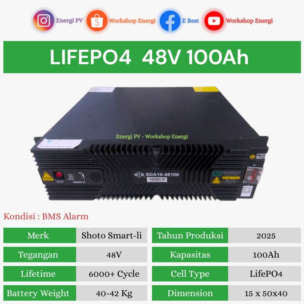 Baterai LiFePO4 48V 100Ah Shoto