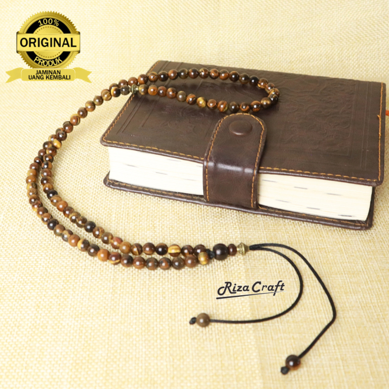 Kalung Tasbih Gelang Kecil Pria Wanita Keren Batu Tiger Eye Stone Akik Alam Aesthetic