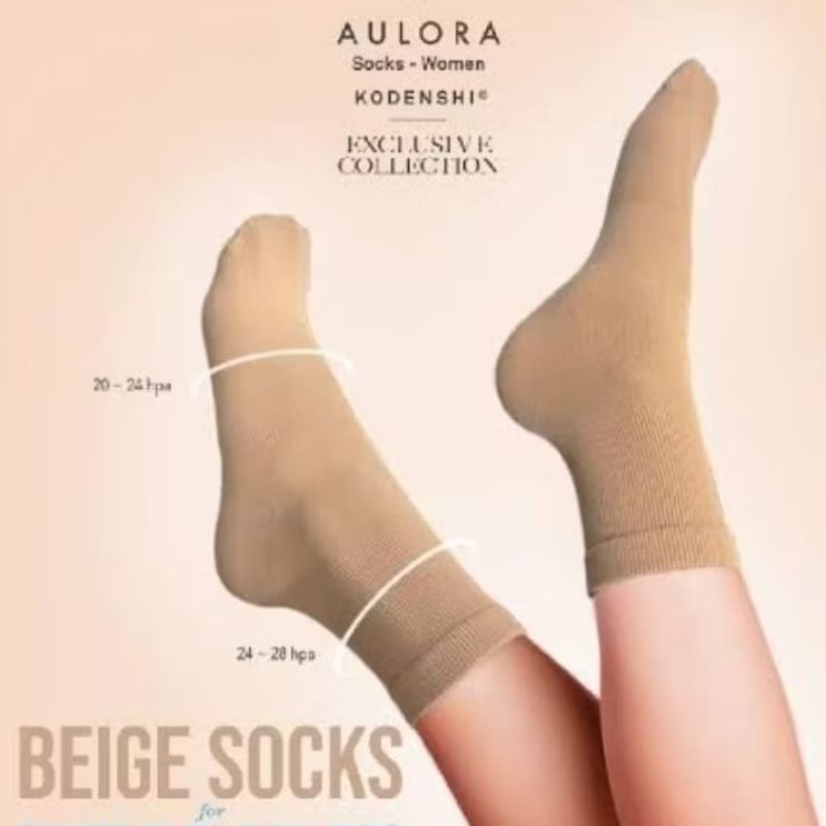 Aulora Socks Beige Women, kaos kaki kesehatan