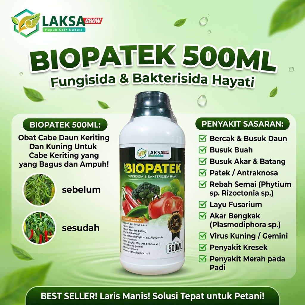 BIOPATEK 500ML Obat Cabe Daun Keriting Dan Kuning Untuk Cabe Keriting yang Bagus dan Ampuh