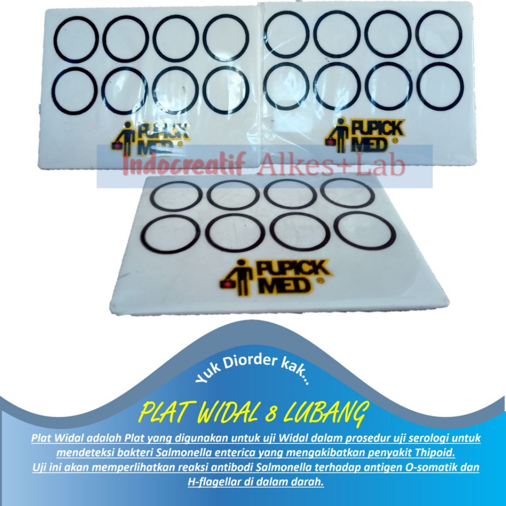 Plat Widal 8 Hole Lubang / Slide / Papan Widal Test Akrilik Tebal Putih Untuk Tes Lab Tipes Typhoid,