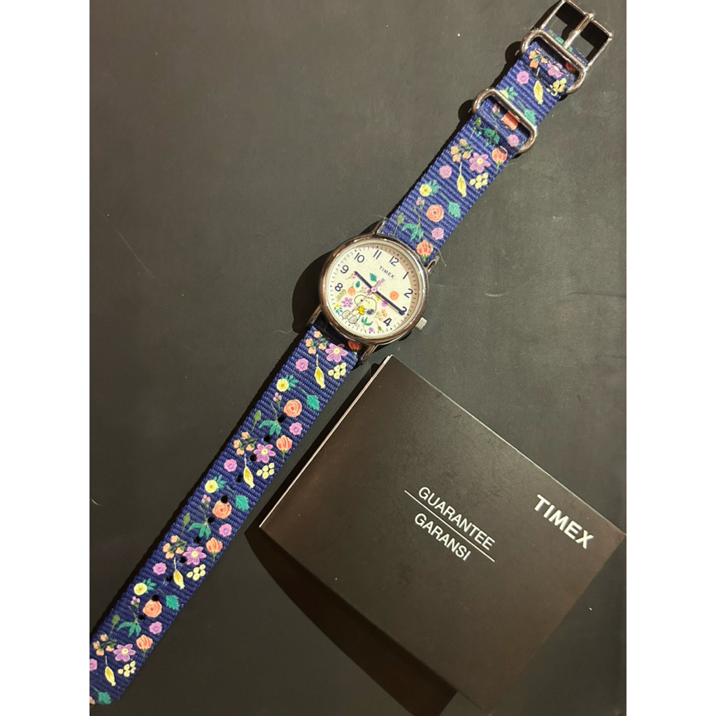 Preloved Jam Tangan Wanita Timex Original Weekender X Snoopy Peanuts Floral