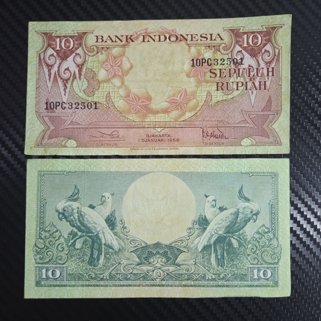 Uang Kuno Indonesia 10 Rupiah 1959 Asli – Seri Burung Kakaktua Uang Lama