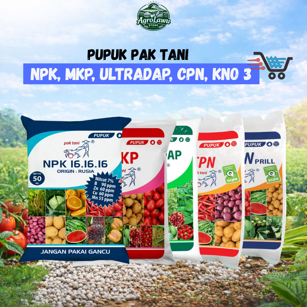 Pupuk NPK 16-16, Ultradap, MKP, KNO Merah, KNO Putih Prill Pak Tani 2Kg, 1Kg, 500Grm, 250grm